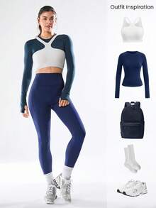 GLOWMODE 28" FeatherFit™-Warm Winter Moves Soft Stretchy Ultra High-Waist Side Pockets Leggings Autumn Winter Yoga Pilates Studio Wear - Dark Blue - View 7