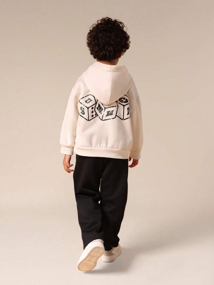 Hoodie And Sweatpants Dice Print Set With Centre Pocket