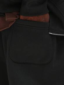 Spodnie dresowe SUMWON Essential Straight Leg Brush Back Fleece Jogger z ściągaczem w pasie i kieszeniami bocznymi zapewniające swobodny komfort, gładkie - Czarne - Zobacz 8