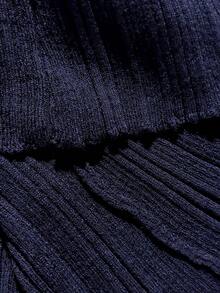 Rafferiza Women's French Casual Style Slim Fit Polo Collar Long Sleeved Woolen Fabric Contrasting Color Metal Buckle Half Placket Black And White Women's Autumn And Winter Sweater Dress - Black and White - View 7