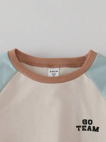 THE HAPPY LOOK 2pcs/Set Young Boy Raglan Sleeve Top And Pants, Simple And Fashionable - Brown - View 8