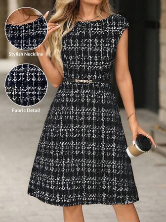 Editum Women Elegant Black Knitted Waist Fit-And-Flare Mini DressWomen Summer Knitted Ruffle Ruffle Hem Bodycon Beach Mini Dress Graduation Women Wedding Guests Women Beach Wear Women Resort Wear Women Birthday Dress Holidayfall/Winter Elegant Halloween New Year