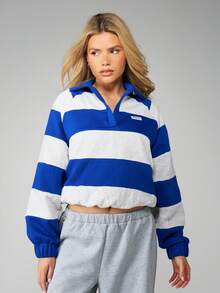 MISSGUIDED Striped Rugby Shirt With Button Placket And Collar Detail Long Sleeve Top For Fall Winter Casual Wear - Multicolor - View 1
