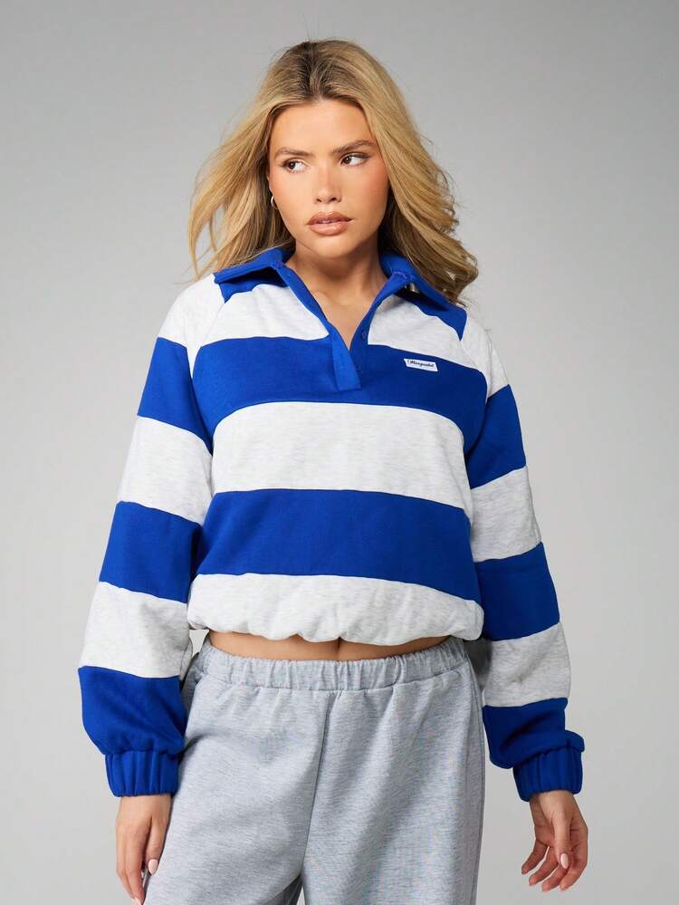 MISSGUIDED Striped Rugby Shirt With Button Placket And Collar Detail Long Sleeve Top For Fall Winter Casual Wear