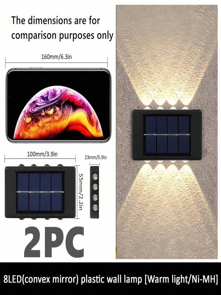 1PC/2PCS Solar Powered Wall Light With 8/10LED, Royal Castle Design, For Villa Outdoor Landscape, Waterproof Ambience Wall Decoration For Terrace And Patio, Up & Down Lighting Garden Decor - Multicolor - View 22