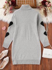 Tween Girls Sweater Dress, Autumn/Winter New Arrival Girls Autumn Winter Clothes Toddler Girl Sweater Girl Knit Dress Grey Dress For Teen Girls - Grey - View 2