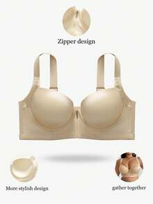 Sutien cu armătură mărime plus, cu ridicare confortabilă și separare, fermoar frontal ușor, bretele late, 1 buc.