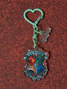 HARRY POTTER X SHEIN Móc khóa thời trang thiết kế huy hiệu nhà Harry Potter, phụ kiện túi xách - Màu xanh lá cây đậm - Xem 3