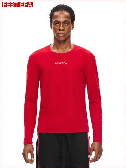 Rest Era 1 件男士红色圆领舒适打底衫