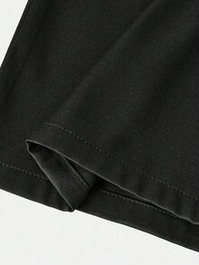 Girlism 少女黑色纯色斜纹斜口袋休闲纯色前开阔腿裤，适合春季、夏季、秋季、返校季、干净女孩、休闲通勤，适合各种场合