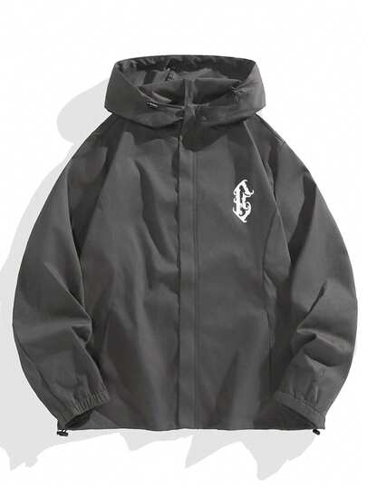 Manfinity Homme Plus Size Men's Solid Color Hooded Long Sleeve Casual Versatile Jacket