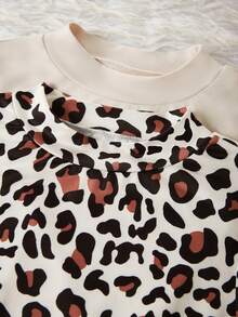 2pcs/Set Young Girl' Soft Milk Silk Leopard Print Long Sleeve Base Layer - Multicolor - View 5