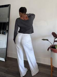 Tyla Gomez Calça de Moletom Solta com Amarração Frontal Simples para Mulheres, Uso Casual Diário