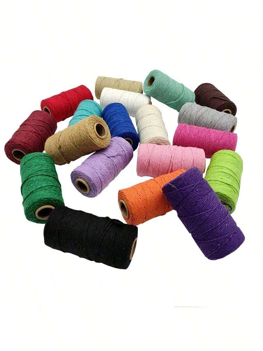 2mm 100M Cuerda de macramé colorida de 2 hebras para manualidades DIY, cuerda retorcida beige para decoración textil del hogar - Multicolor - Ver 1