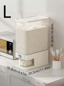 Rice Dispenser With Measuring Cup & Fresh-Keeping Box - Ideal Grain Dispenser & Storage Container For Home Pantry - Keep Rice/Soybeans/Sugar Fresh And Moisture-Proof - Rice Bucket For Kitchen