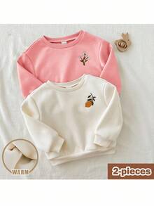 Loomiva 2件套女婴花卉印花柔软针织圆领长袖套头衫套装 - 彩色 - 查看 3