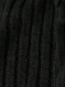 Flirla 2件大码花卉罗纹长袖T恤和裤子套装 - 黑色 - 查看 3