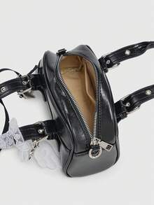 ROMWE Kawaii Túi xách mini đeo chéo nơ phong cách Gothic dễ thương cho nữ, Halloween, Túi Halloween hoàn hảo cho bữa tiệc sang trọng kết hợp với trang phục Halloween, Quà tặng Halloween tuyệt vời nhất cho phụ nữ - Yahei - Xem 5