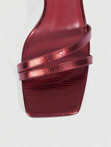 MUSERA PU 效果粗方跟鞋 - 酒紅色 - 查看 5
