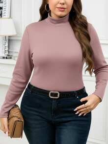 SHEIN Clasi 大码女式保暖长袖T恤，秋冬 - 珊瑚粉 - 查看 7