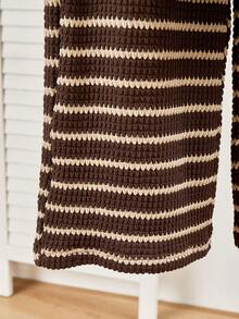 SHEIN Striped Polo Shirt & Pants Set FoTeen Girls, Suitable For Spring & Autumn - Coffee Brown - View 6