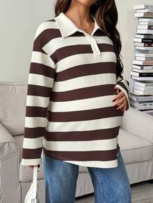 SHEIN Camisa de maternidad casual a rayas con botones
