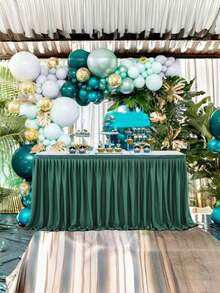 1 tấm vải phủ bàn bằng polyester, thích hợp cho bàn hình chữ nhật, khăn trải bàn nhún bèo chống nhăn và dễ vệ sinh, lý tưởng cho bàn bánh sinh nhật, tiệc chiêu đãi, đám cưới, tiệc chia tay cuộc sống độc thân và nhiều lễ kỷ niệm tiệc tùng khác - Nhiều màu - Xem 8