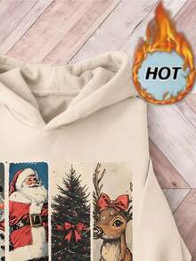 EMERY ROSE Women's Casual Christmas Raglan Sweatshirt With Thermal Lining, Autumn/Winter - Apricot - View 3