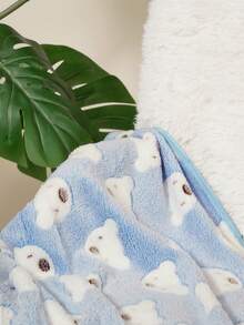 PETSIN 1 Pet Cat Dog Universal Blue And White Bear Cute Pattern Printed Plush All Season Universal Dog Blanket - Blue - View 5