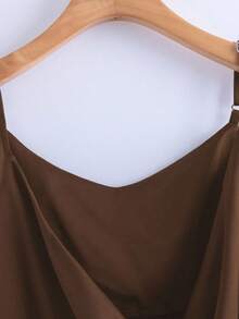 GlowEve 女士时尚休闲 V 领褶皱环绕式蝴蝶结腰带 A 字形吊带背心