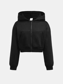 Girlism Tween Girls Knit Hooded Zip-Up Sweatshirt And Sweatpants Set, Casual Loungewear, Autumn/Winter - Black - View 8