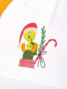 LOONEY TUNES X SHEIN Women's Adjustable Baseball Cap With Cartoon Christmas Pattern - White - View 3
