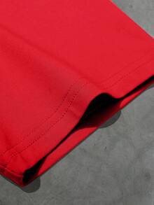 Manfinity EMRG Men's Casual Loose Fit Numeric & Letter Print Drop Shoulder T-Shirt, Fashionable Street Style, Summer - Red - View 6