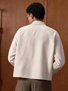 SWAVVY Men's Drop Shoulder Long Sleeve Button Front Casual Everyday Shirt - Khaki - View 2