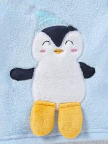 2pcs Baby/Toddler Boys' Cartoon Penguin Embroidered Flannel Crew Neck Long Sleeve Top And Pants Pajama Set - Blue - View 5