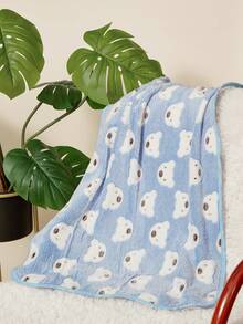 PETSIN 1 Pet Cat Dog Universal Blue And White Bear Cute Pattern Printed Plush All Season Universal Dog Blanket - Blue - View 7