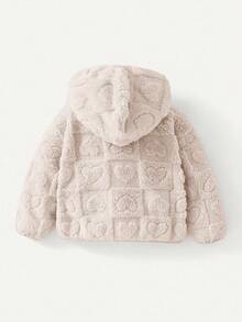 SHEIN 少女心對比色連帽抓絨外套，秋冬保暖，適合休閒出遊、度假、上學等多種場合 - 卡其色 - 查看 2
