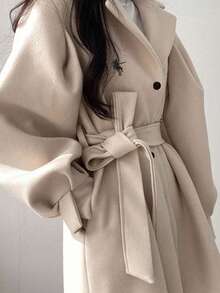 INAWLY 新款优雅时尚系带长袖女式夹克 - 米色 - 查看 6