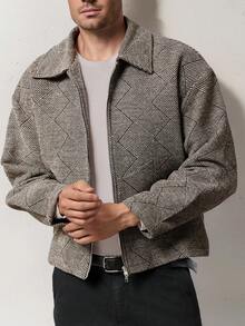 Airaco 休闲时尚男士拉链宽松长袖外套 - 灰色 - 查看 1