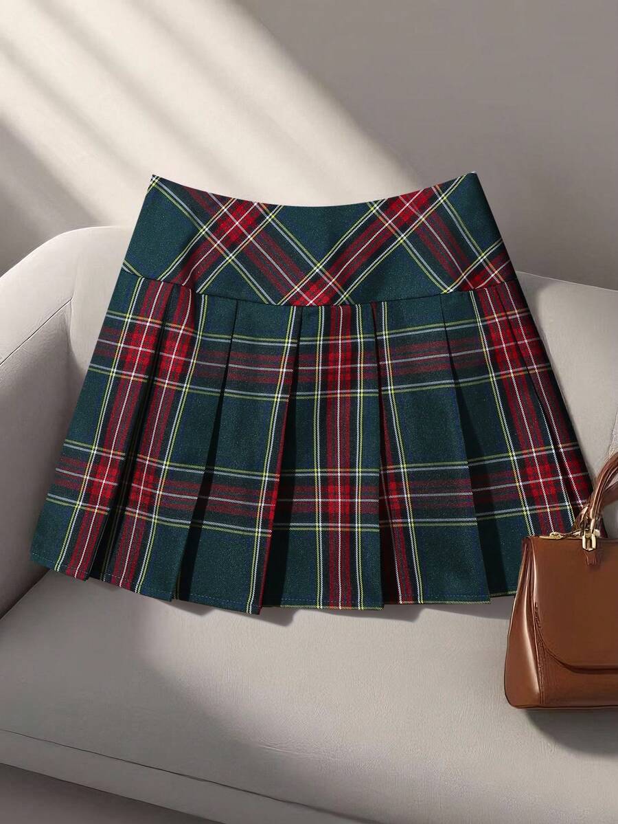 Franclia 新年服装拉链格子褶皱裙