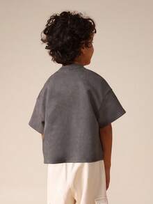 SUMWON Boys Short Sleeve T-Shirt With Seam Detail And Logo Embroidery Casual Everyday Wear - Grey - View 2