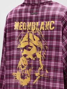 NEON BLANC Men's Letter & Figure Print Plaid Long Sleeve Single-Breasted Casual Shirt - Pink - View 5