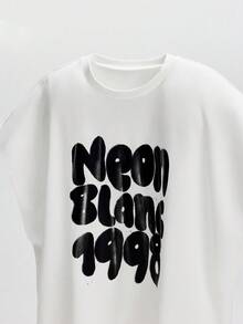 NEON BLANC 男式图案 T 恤宽松针织华夫格面料无袖背心 - 白色 - 查看 3