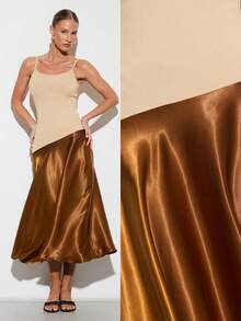 Nuvra Rochie lungă pentru femei cu design patchwork, rochie la modă cu bretele spaghete, flatantă și versatilă pentru toamnă, potrivită pentru straturi - Multicolor - Vizualizare 1