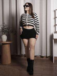 Lupita Cardoza 双层网布包臀短裙 - 黑色 - 查看 5