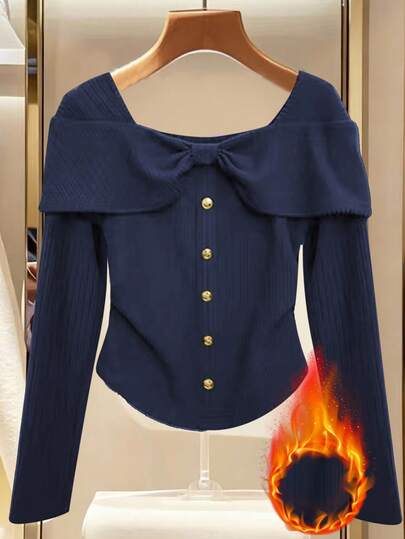 GlowEve 女式荷叶边领长袖修身衬衫