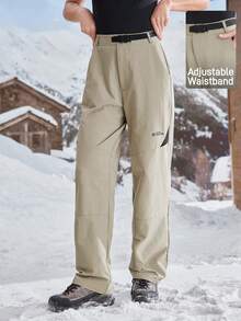 In My Nature Women's Letter Print Slant Pocket Loose Straight Hiking Pants With Push Buckle Belt