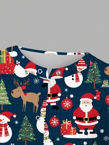 PopScrub Women's Casual Santa Claus, Reindeer & Snowman Cartoon Print Jacket, Suitable For Spring/Autumn /Nursing Scrub Outerwear - Multicolor - View 6