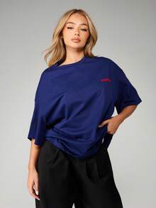 Missguided x Playboy Oversized Racing Club Cotton T Shirt With Graphic Print Unisex Style Summer Fashion Retro Racing Design Comfort Fit Casual Everyday Wear Car Racing - Blue - View 2