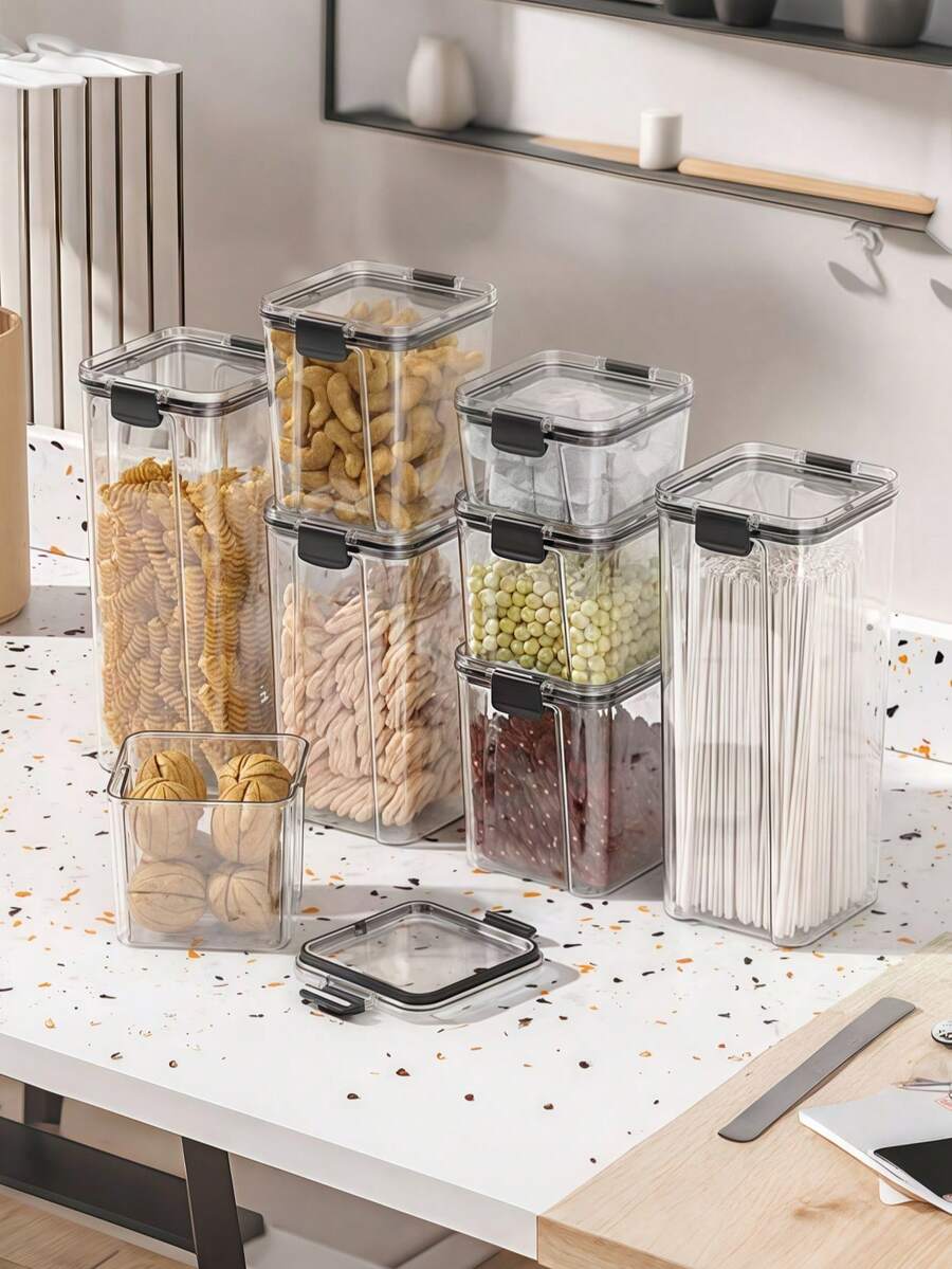 Tea Cans, Sealed Cans, Storage Bottles, Cereals, Storage Bottles, Transparent Plastic Food Cans, Dry Goods Storage, JarsClear Food Storage Jar - Clear - View 1